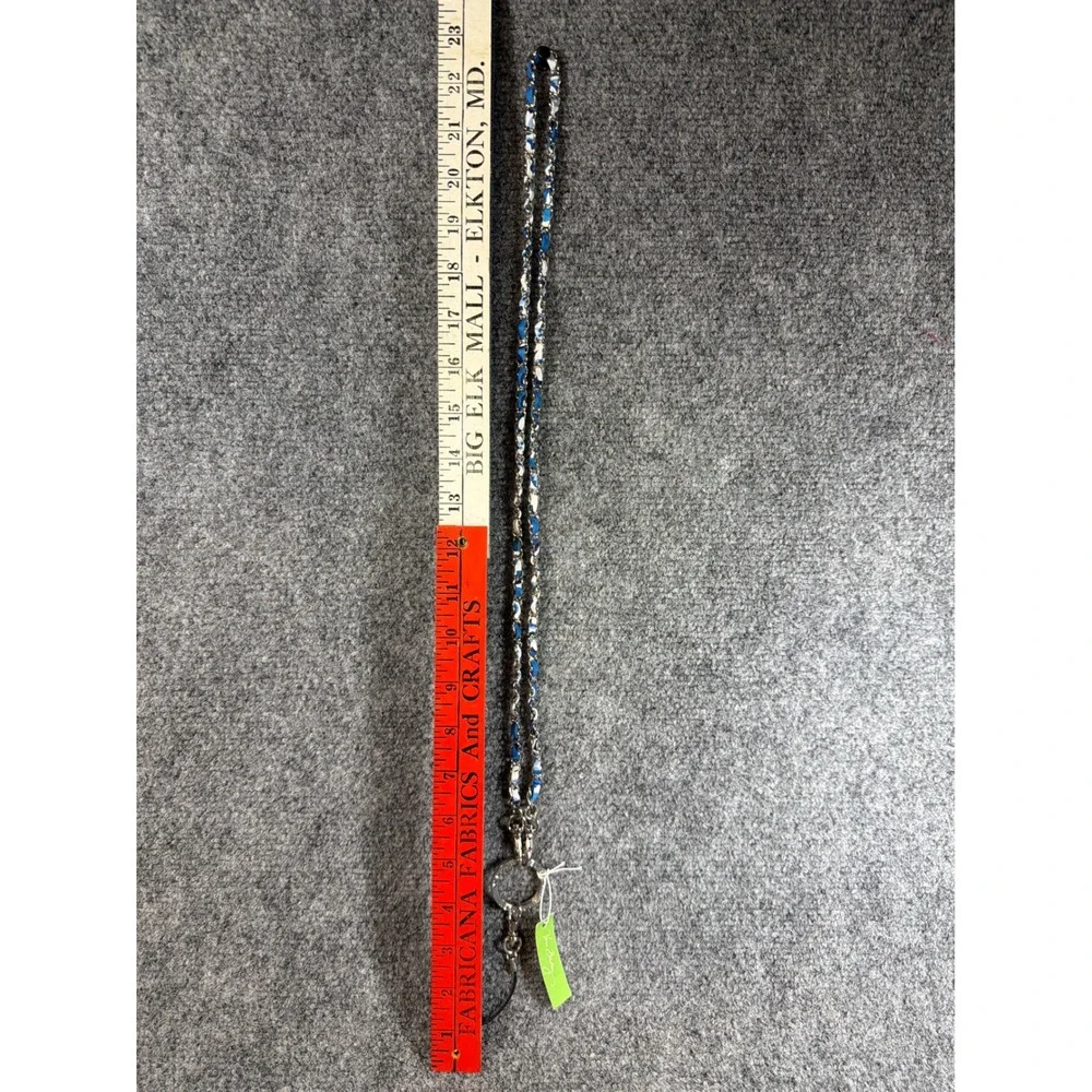 Vera Bradley Chain Lanyard Blue Lagoon Floral Silver Tone ID Key Holder NWT